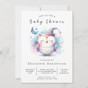 Vild Utskrivbar Uggla Baby Shower Inbjudningar