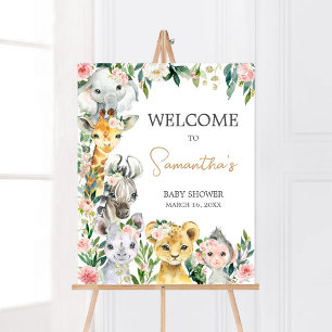 Vild Välkomsthälsning för Safari Baby Shower en Bl Poster