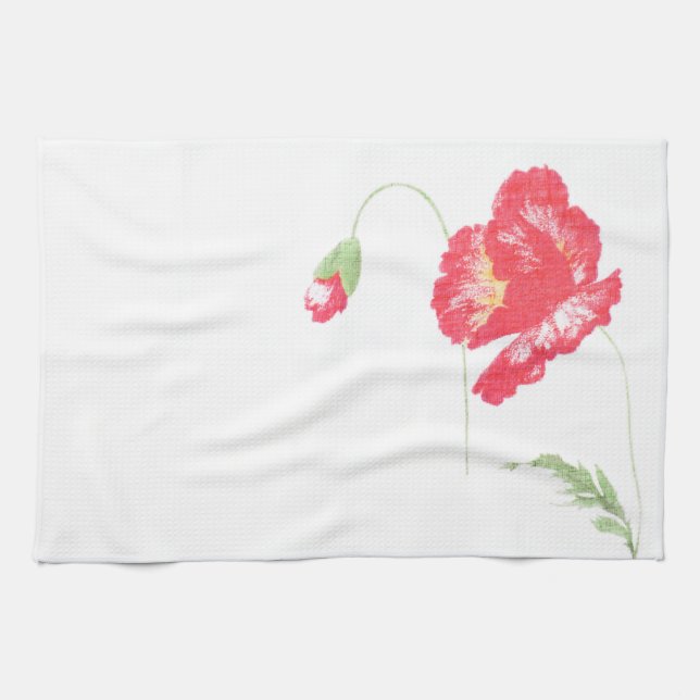 Vild vallmoblomma kökshandduk (Horisontell)