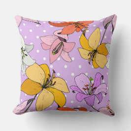 Vild vår blommor Lily Söta blommigt lila punkter Kudde