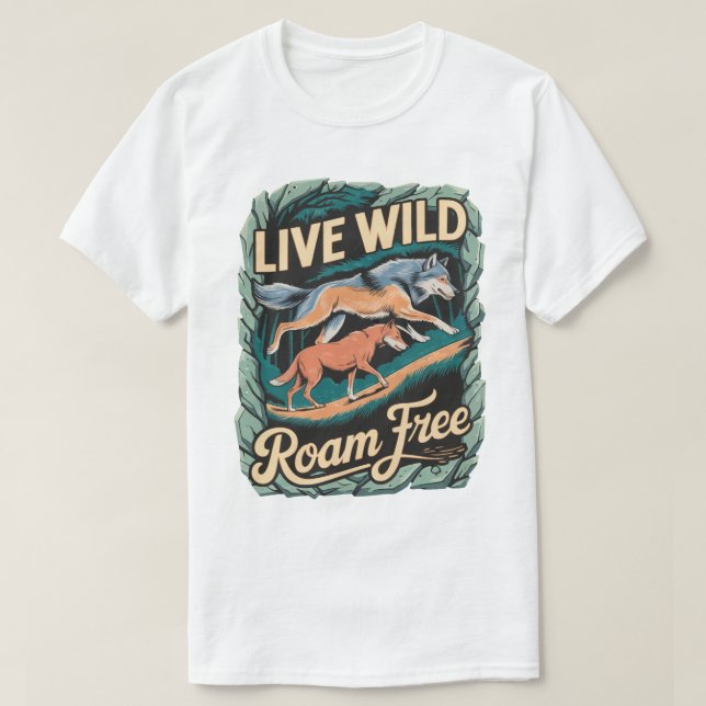 Vild Varg Äventyr Retro Nature Artwork T Shirt (Design framsida)
