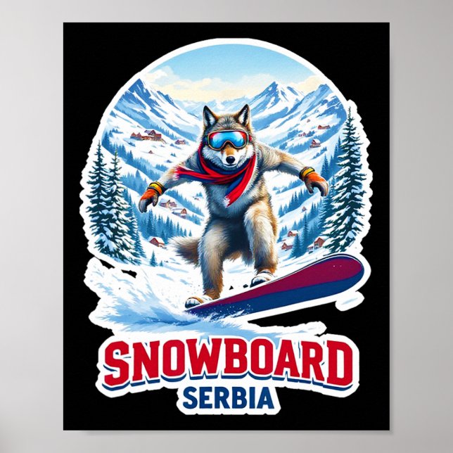 Vild Varg från Serbien Snowboarding Äventyr Poster (Framsidan)