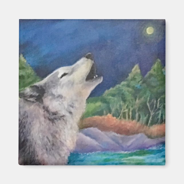 Vild Varg Howling Magnet (Framsidan)
