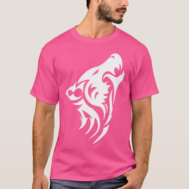 Vild Varg Howling White Varg Ansikte T Shirt (Framsida)