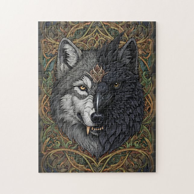 Vild Varg Kråka - Raven Pussel (Vertikal)