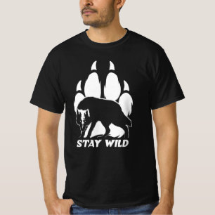 Vild - Varg, silhuett och fotavtryck T Shirt