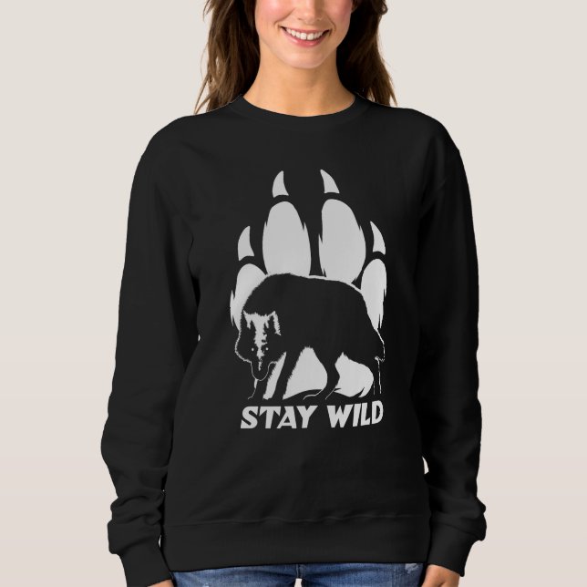 Vild - Varg, silhuett och fotavtryck T Shirt (Framsida)