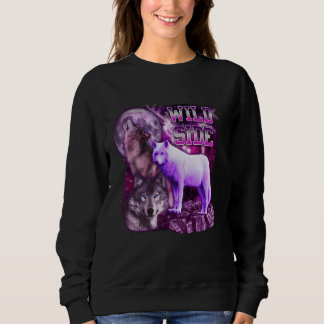 Vild Varg vid Måne Galaxy Funny 3 Vargar l T Shirt