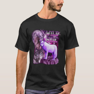 Vild Varg vid Måne Galaxy Funny 3 Vargar l T Shirt