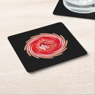 Vild Varg Whirling black papper drink coasters Underlägg Papper Kvadrat