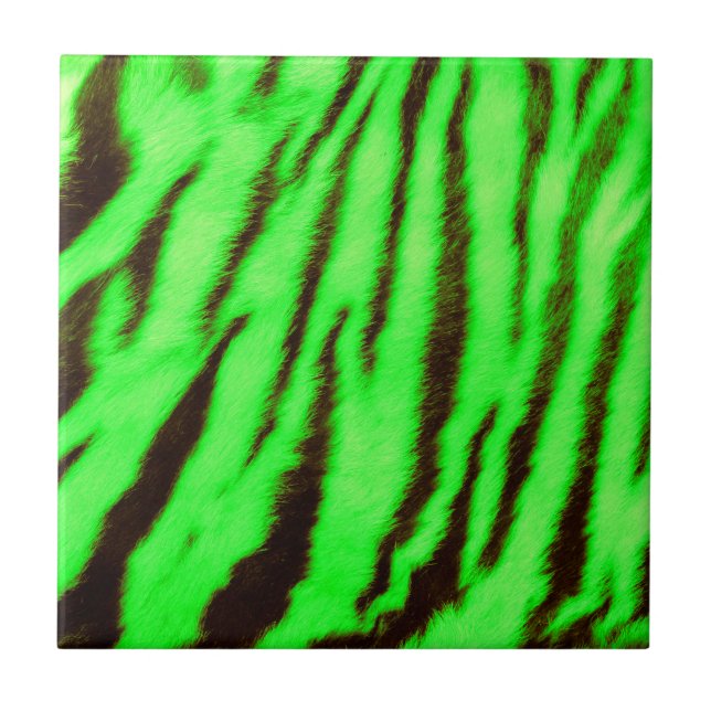Vild & Vibrant Grönt Tiger Rand Kakelplatta (Framsidan)