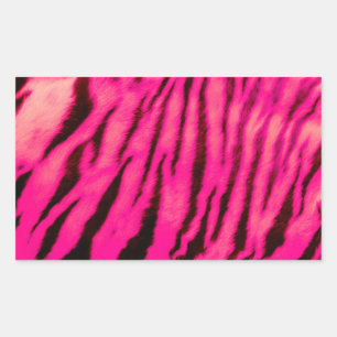 Vild & vibrerande rosa tigerrandar rektangulärt klistermärke