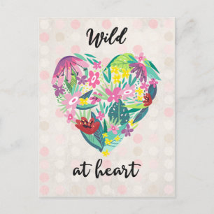 Vild vid Blommigt av Rosa och Grönt i hjärtat Illu Vykort