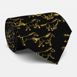 Vild Vild Horses Black och Guld Neck Tie Slips