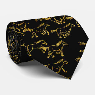 Vild Vild Horses Black och Guld Neck Tie Slips