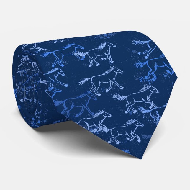 Vild Vild Horses Royal Blue Tie Slips (Rullad)