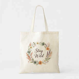 Vild Vilda Blommor Toteväska Boho Blommig Tygkasse