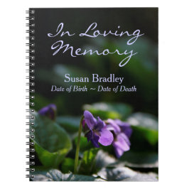 Vild Violet Blommigt Photo Memorial Guest Bok SpNB Anteckningsbok