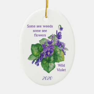 Vild Violet Flower vissa Se Ogräs Inspiron Qu Julgransprydnad Keramik