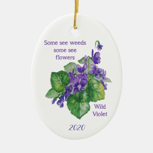 Vild Violet Flower vissa Se Ogräs Inspiron Qu Julgransprydnad Keramik (Framsidan)