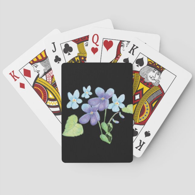 Vild Violet Flowers Illustration Black Casinokort (Baksidan)