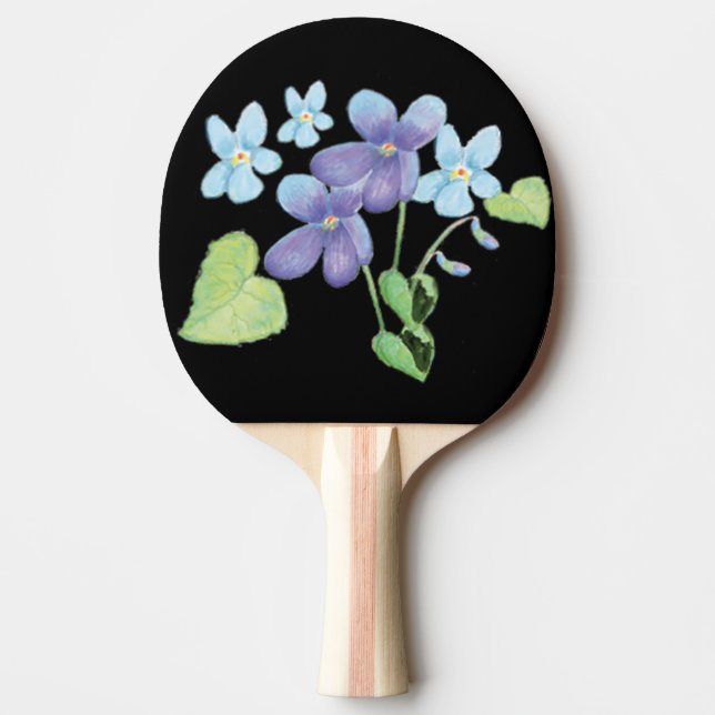 Vild Violet Flowers Illustration Black Pingisracket (Framsidan)