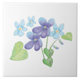 Vild Violet Flowers Illustration Kakelplatta