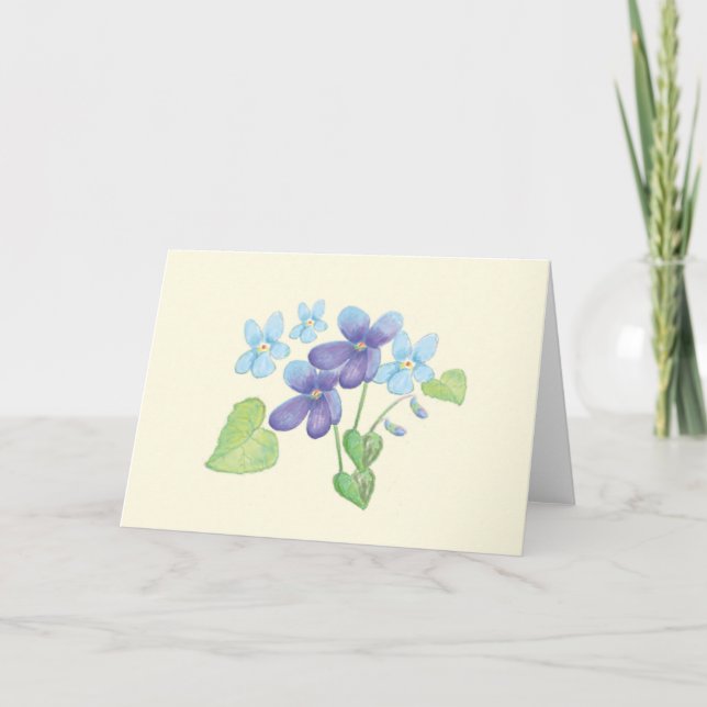 Vild Violet Flowers Illustration Kort (Framsida)
