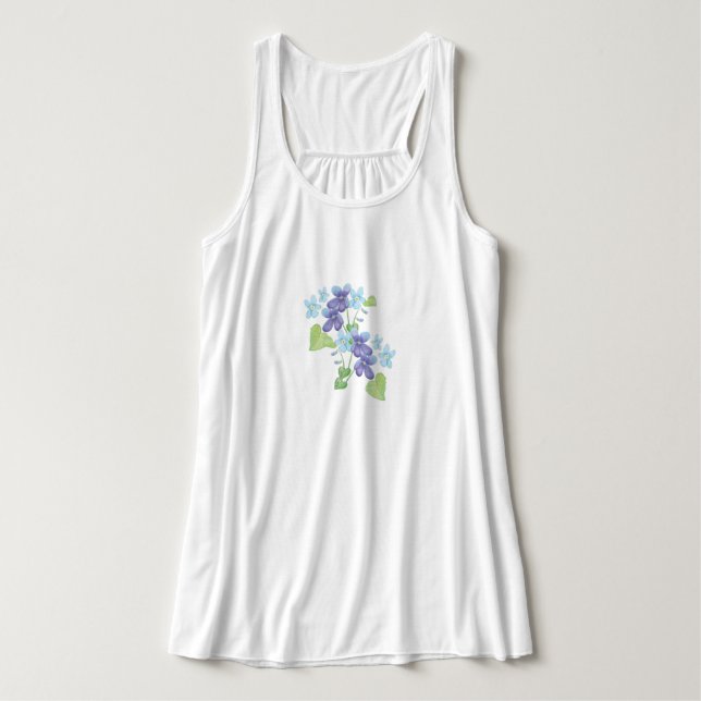 Vild Violet Flowers Illustration Linne Med Racerback (Design framsida)