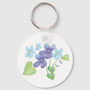 Vild Violet Flowers Illustration Nyckelring