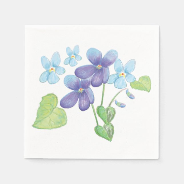 Vild Violet Flowers Illustration Pappersservett (Framsidan)