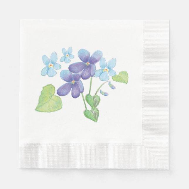 Vild Violet Flowers Illustration Pappersservett (Framsidan)