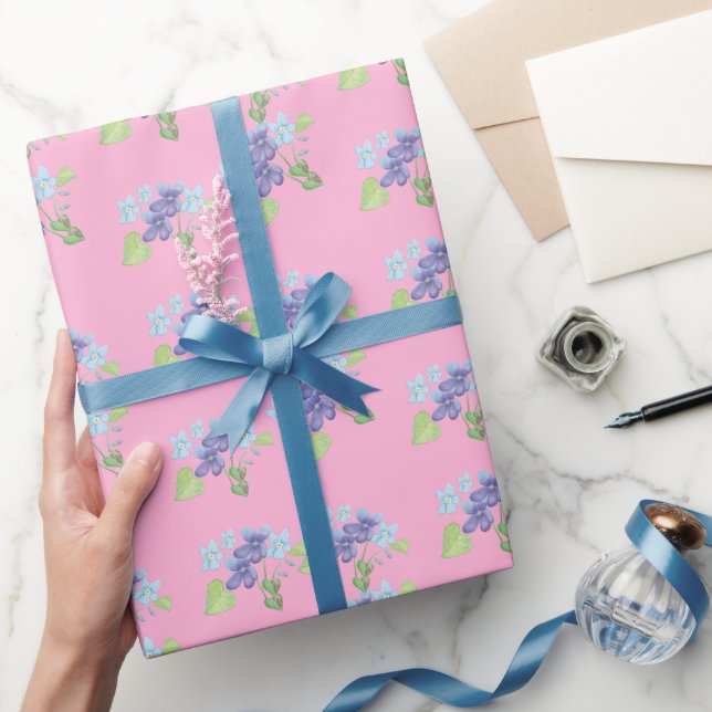 Vild Violet Flowers Rosa Presentpapper (Gifting)