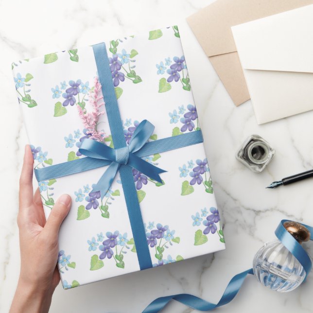 Vild Violet Flowers Wrapping Papper Presentpapper (Gifting)