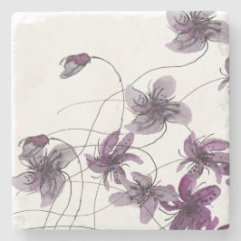 Vild Violets Watercolor Hand-målat Stenunderlägg