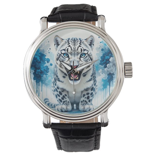 Vild vit leopard armbandsur (Framsida)