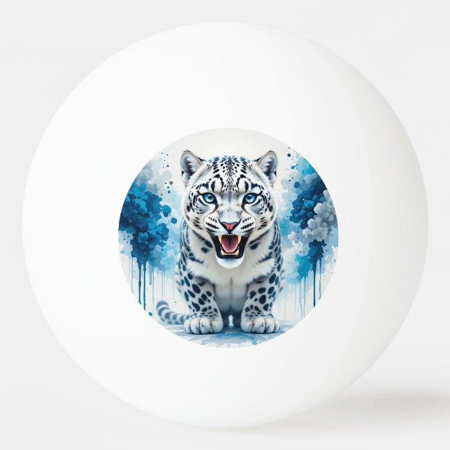 Vild vit leopard pingisboll (Framsidan)