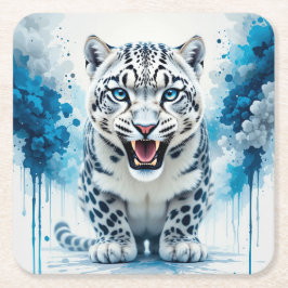 Vild vit leopard underlägg papper kvadrat