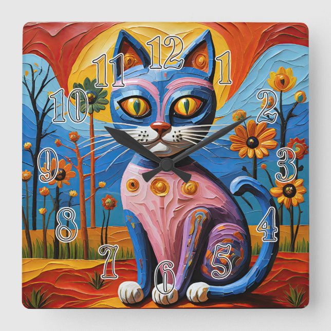 Vild Vitfiskpiskor Fyrkantig Klocka (Framsida)