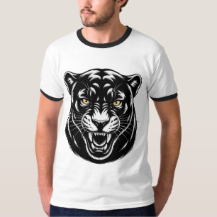Vild Vrålande Panter Grafisk Aggressiv Svart T Shirt