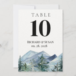 Vild Watercolor Bröllop Bordsnummer Card