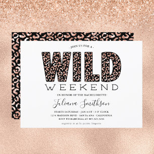 Vild Weekend Rosa Guld Leopard Sjungande Möhippa I Inbjudningar