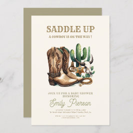 Vild Western Cactus Girl Baby Shower Inbjudningar