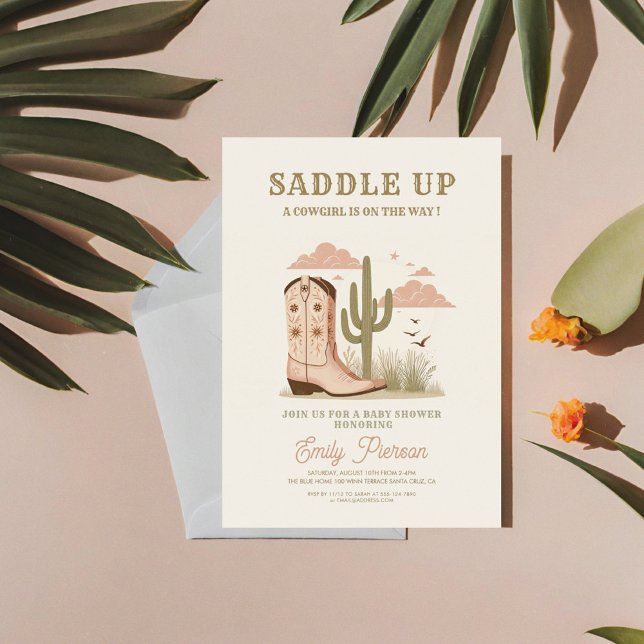 Vild Western Cactus Girl Baby Shower Inbjudningar (Skapare uppladdad)