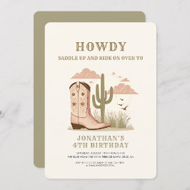 Vild Western Cactus Girl Birthday Inbjudningar