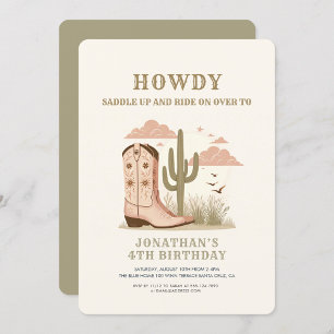 Vild Western Cactus Girl Birthday Inbjudningar