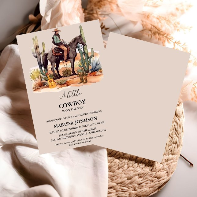 Vild Western liten Cowboy på babyskabruk Inbjudningar (Skapare uppladdad)