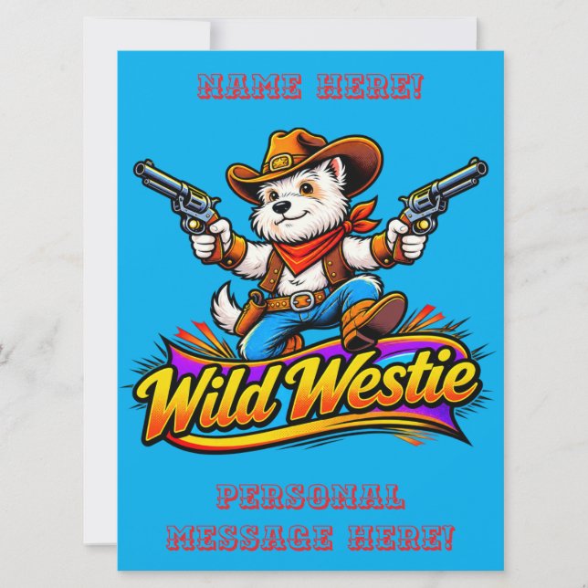 Vild Westie Cowboy Hund Inbjudningar (Framsida)