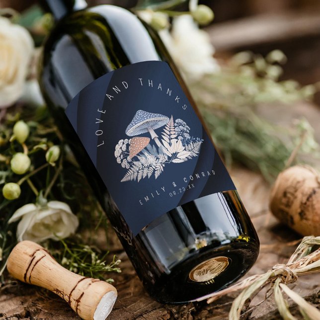 Vild & Whimsical Bröllop Motif ID110-inbjudan Vinflaska Etikett (Skapare uppladdad)