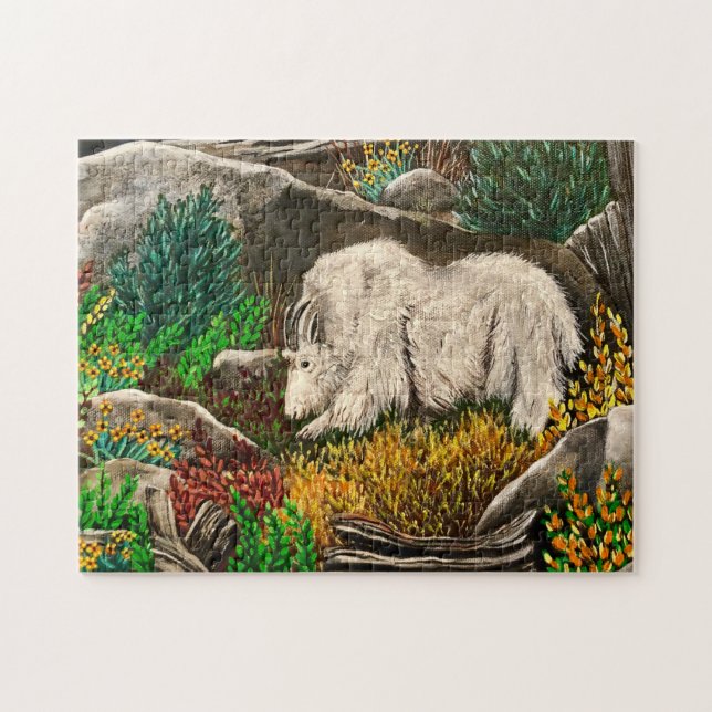 Vild White Goat Puzzle Pussel (Horisontell)